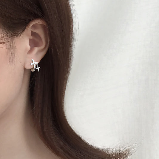 Ancient Cat Ning Punk Tassel Ear Trendy Personality Rhinestone Stud Earrings