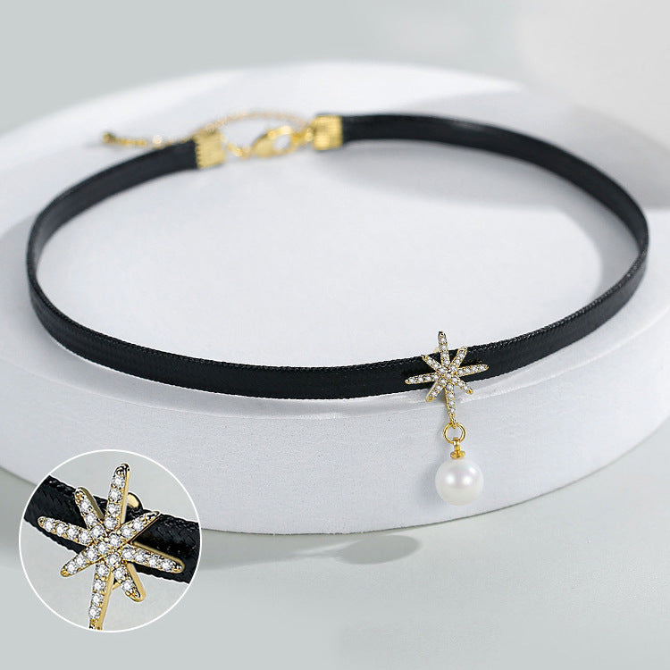Female Neck Band Short Black Clavicle Necklaces