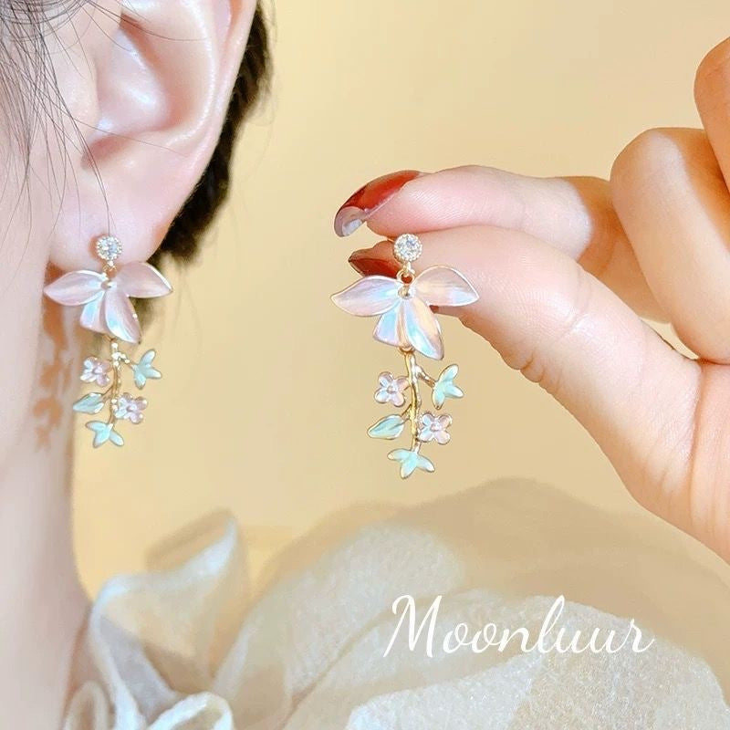Court Retro Imitation Glaze Color Diamond Stud Earrings