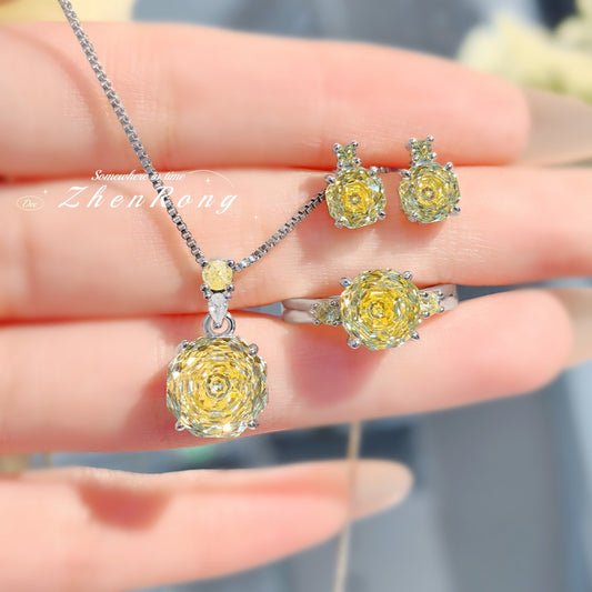 Women's Colorful Inlaid High Carbon Diamond Chinese Jewelry Set