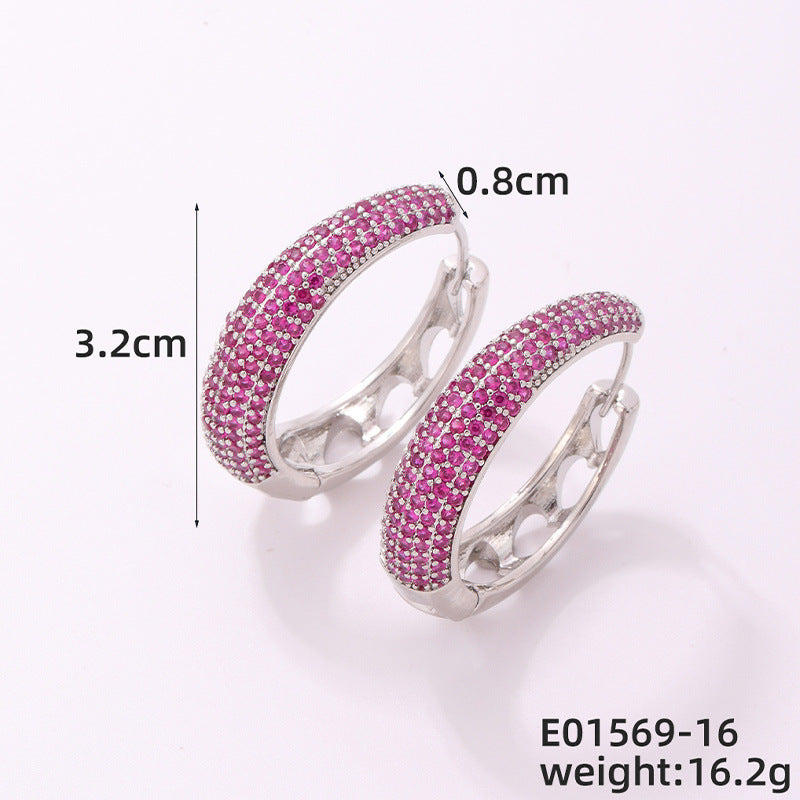 Round Micro Inlaid Zircon Clip Advanced Sense Earrings