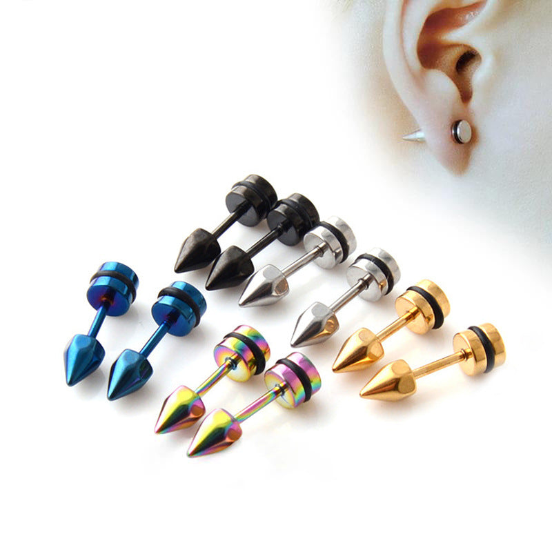 Steel Simple Rivet Cone Small Ear Bone Titanium Screw Stud Earrings