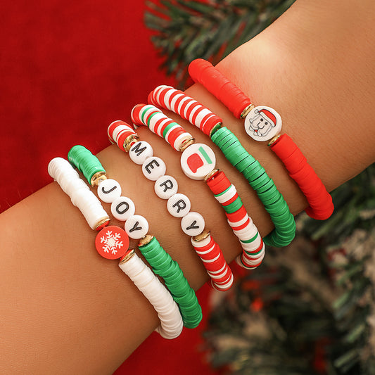 Clay Colored Glaze Beaded Female Holiday Bracelets