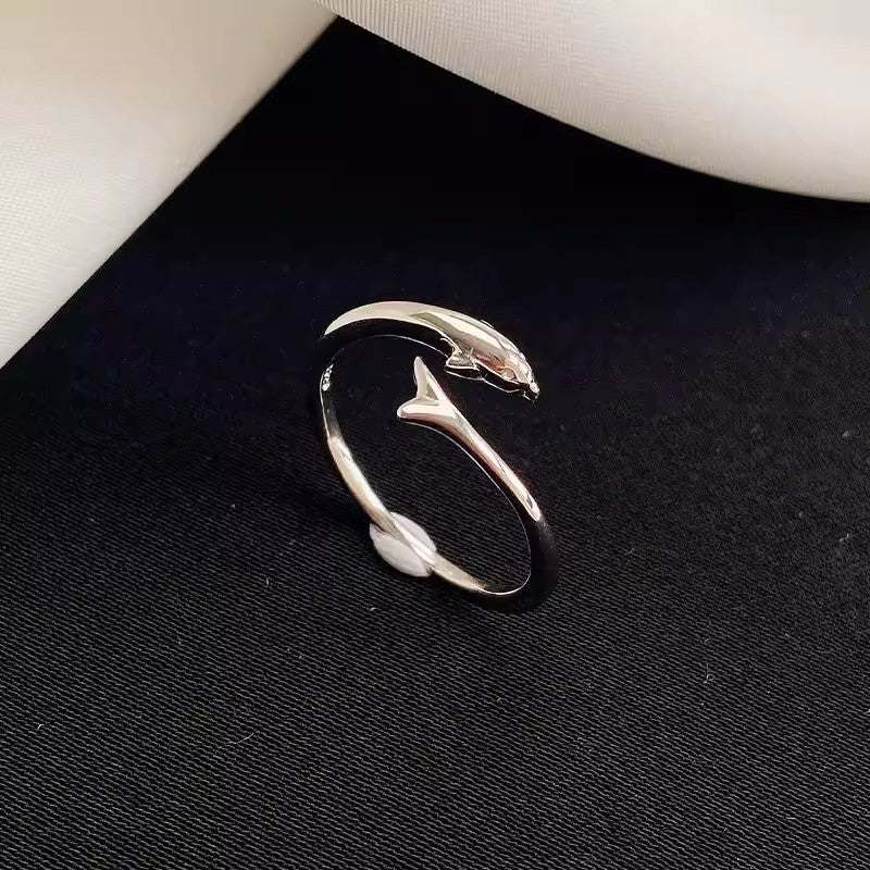 Women's Dolphin Tail Light Luxury Cold Style Design Simple Open-end Rings