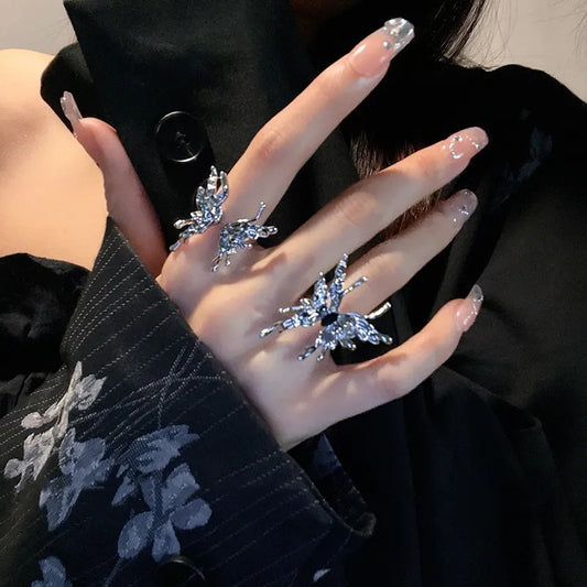 Light Luxury Liquid Open Butterfly Cold Style Index Finger Ring