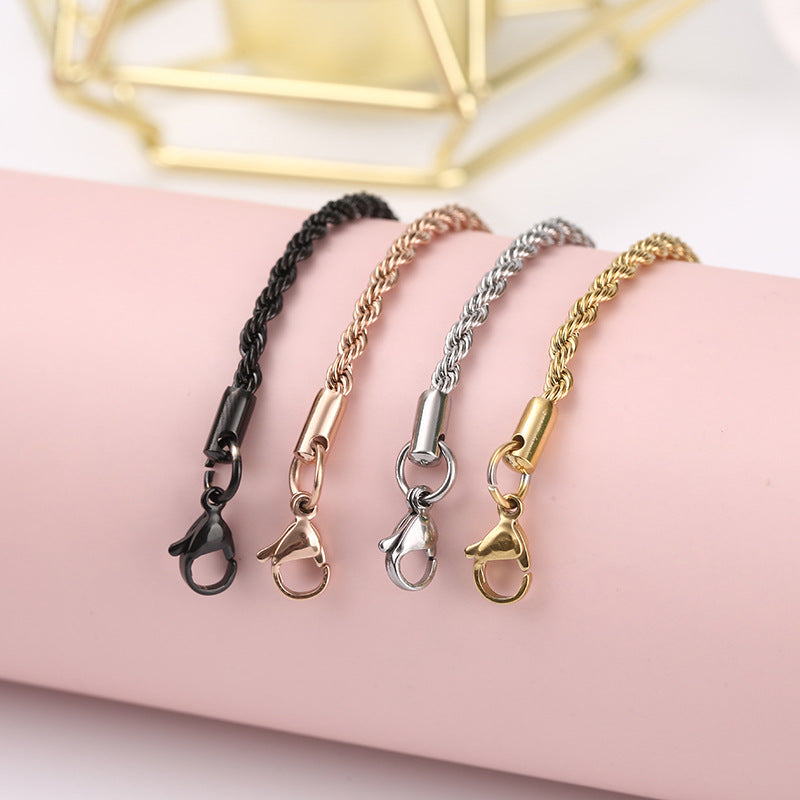 Stainless Steel Hemp Flowers Chain Vacuum Electroplating Furnace Titanium Necklace