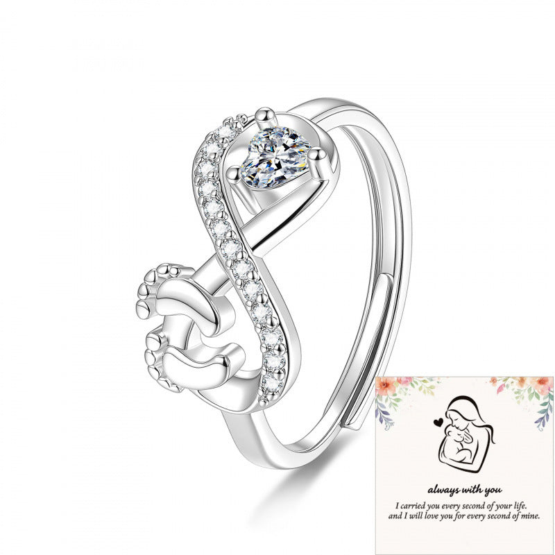 Footprints Love High Sense Index Finger Design Cute Sweet Ring