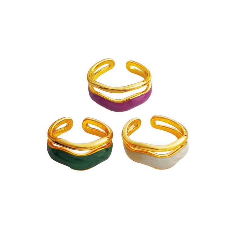 Plated Real Gold Elegant Dripping Irregular Dual Rings