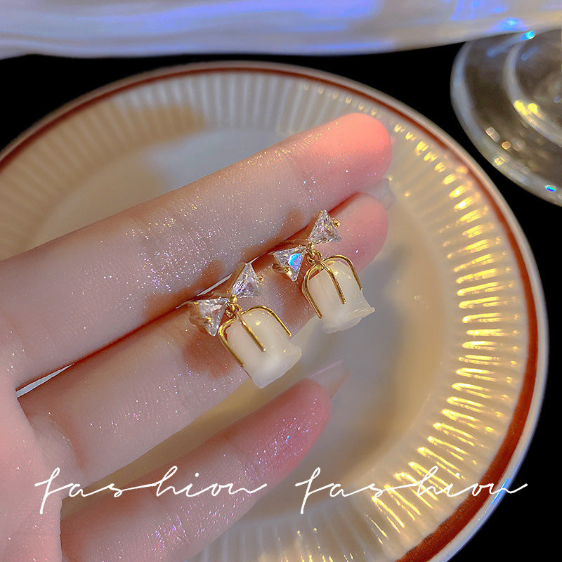 Women's Tulip Flower For Light Luxury Minority Micro Inlaid Zircon Stud Earrings