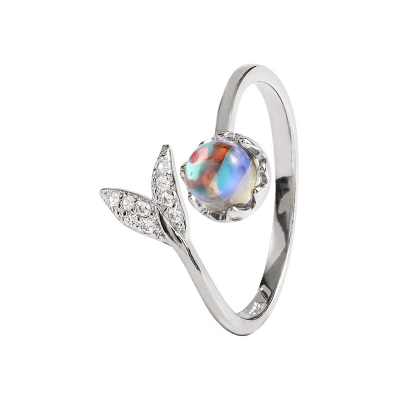 Style Temperament Wild Mermaid Bubble Female Colored Glaze Fishtail Ring