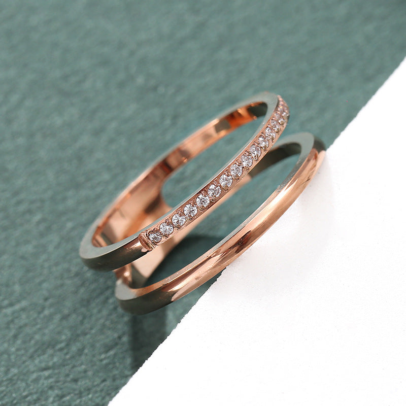 Titanium Steel Rose Gold Color Female Rings