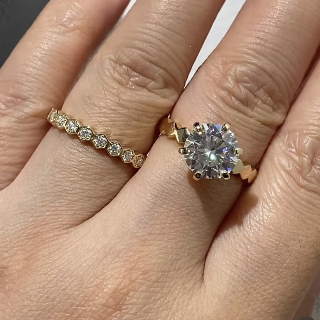 Honeycomb Couple Female Fashion Light Luxury Rings