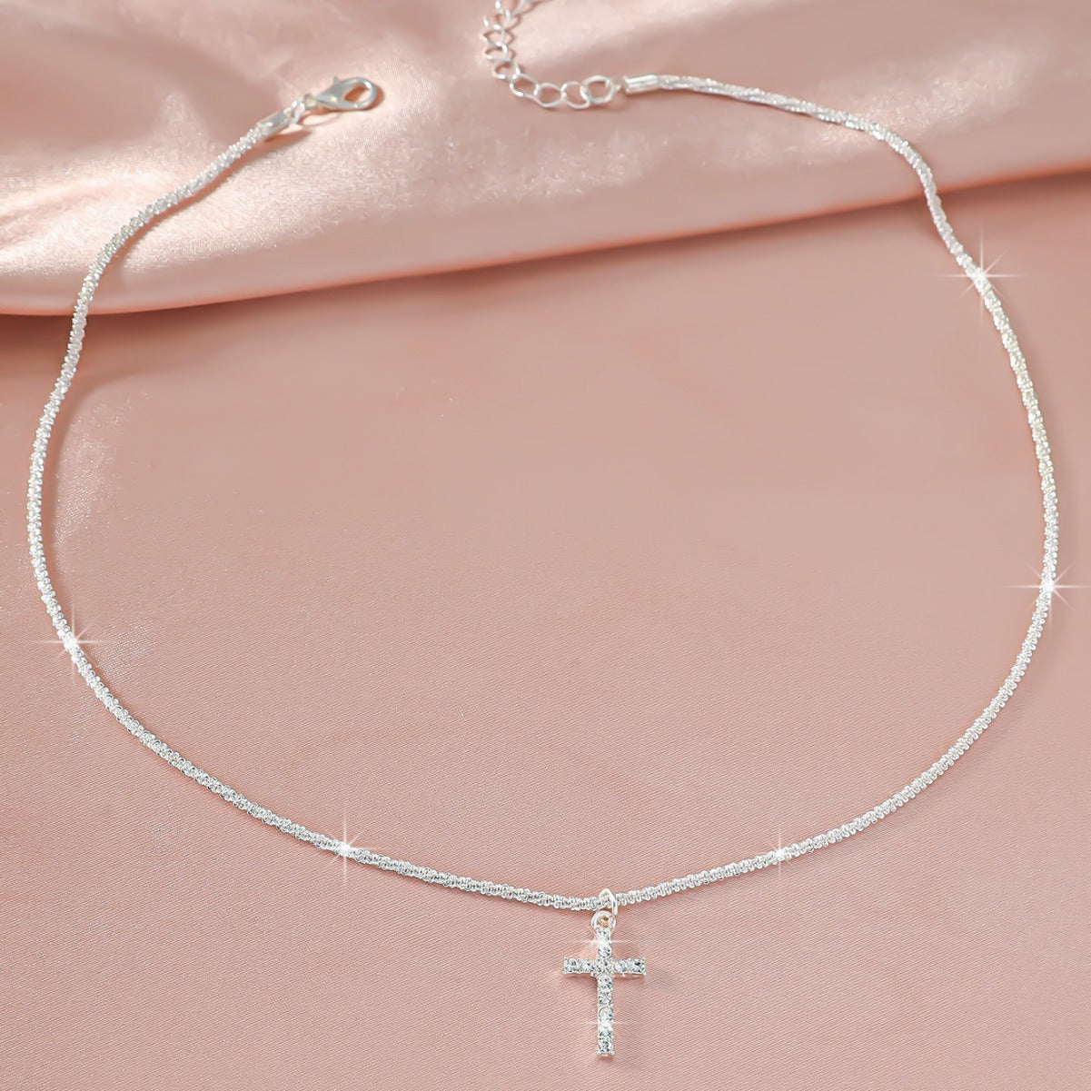 Popular Starry Shiny Sparkling Cross Chain Necklaces