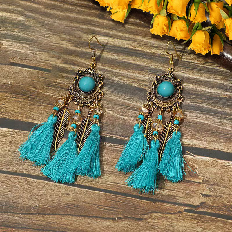 Ethnic Style Long Fringe Exotic Holiday Trip Earrings