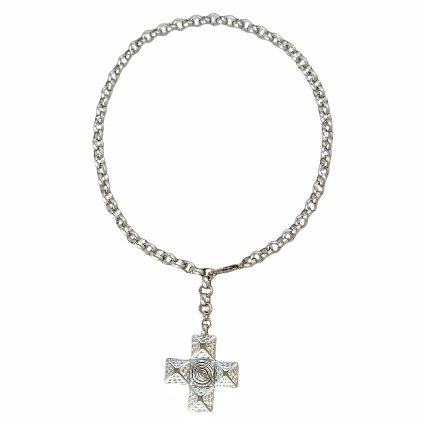 Exaggerated Personalized Gold-plated Titanium Steel Cross Water Spin Necklace