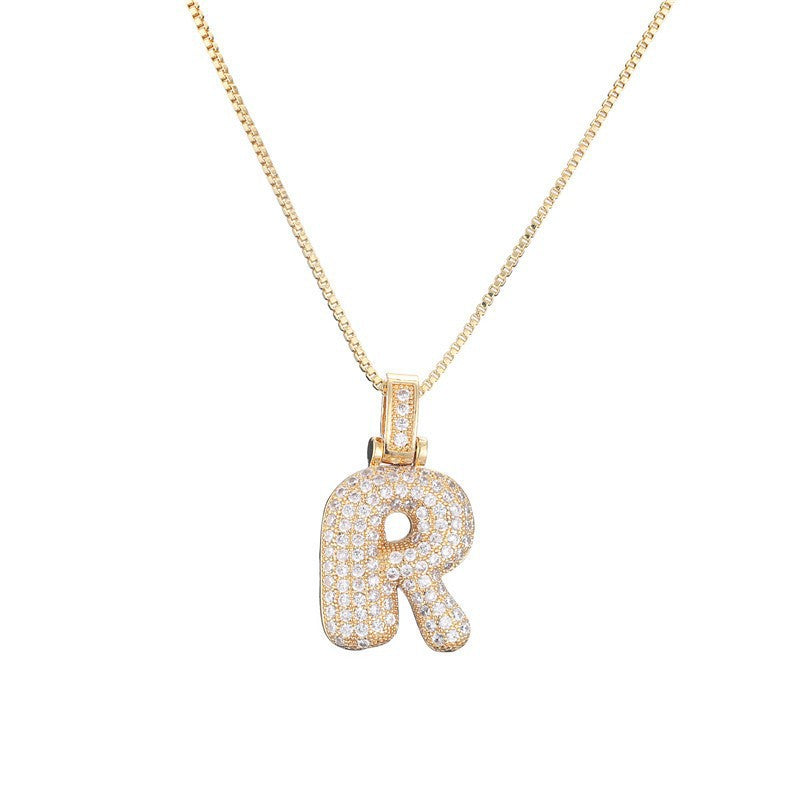 Balloon English Letter Female Inlaid Zircon Necklaces