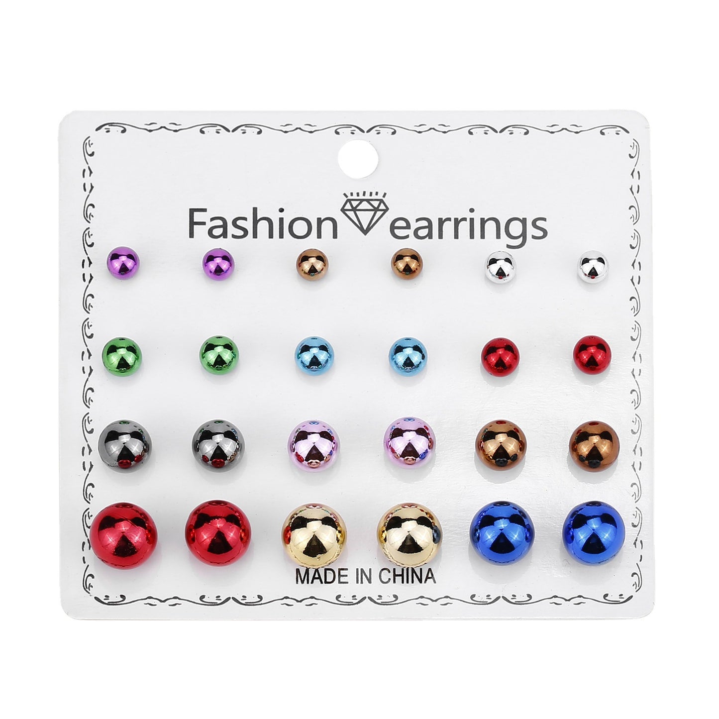 Earings Set Colorful Ball Heart Shape Earrings