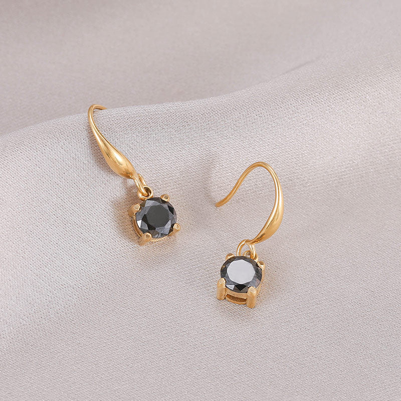 Titanium Steel Rhinestone Female Senior Niche Earrings