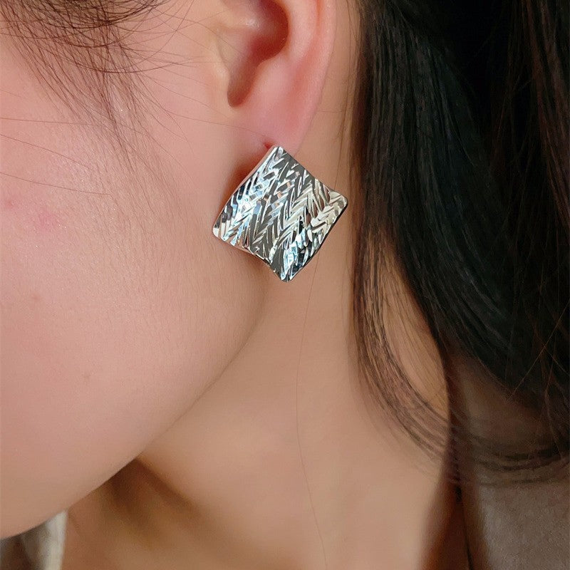 Trendy Cold Style Irregular Pleated Mesh Texture Exaggerated Earrings