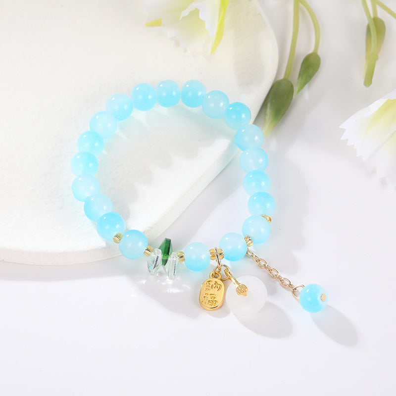 Fortune Imitation Jade Agate With Cartoon Bracelets