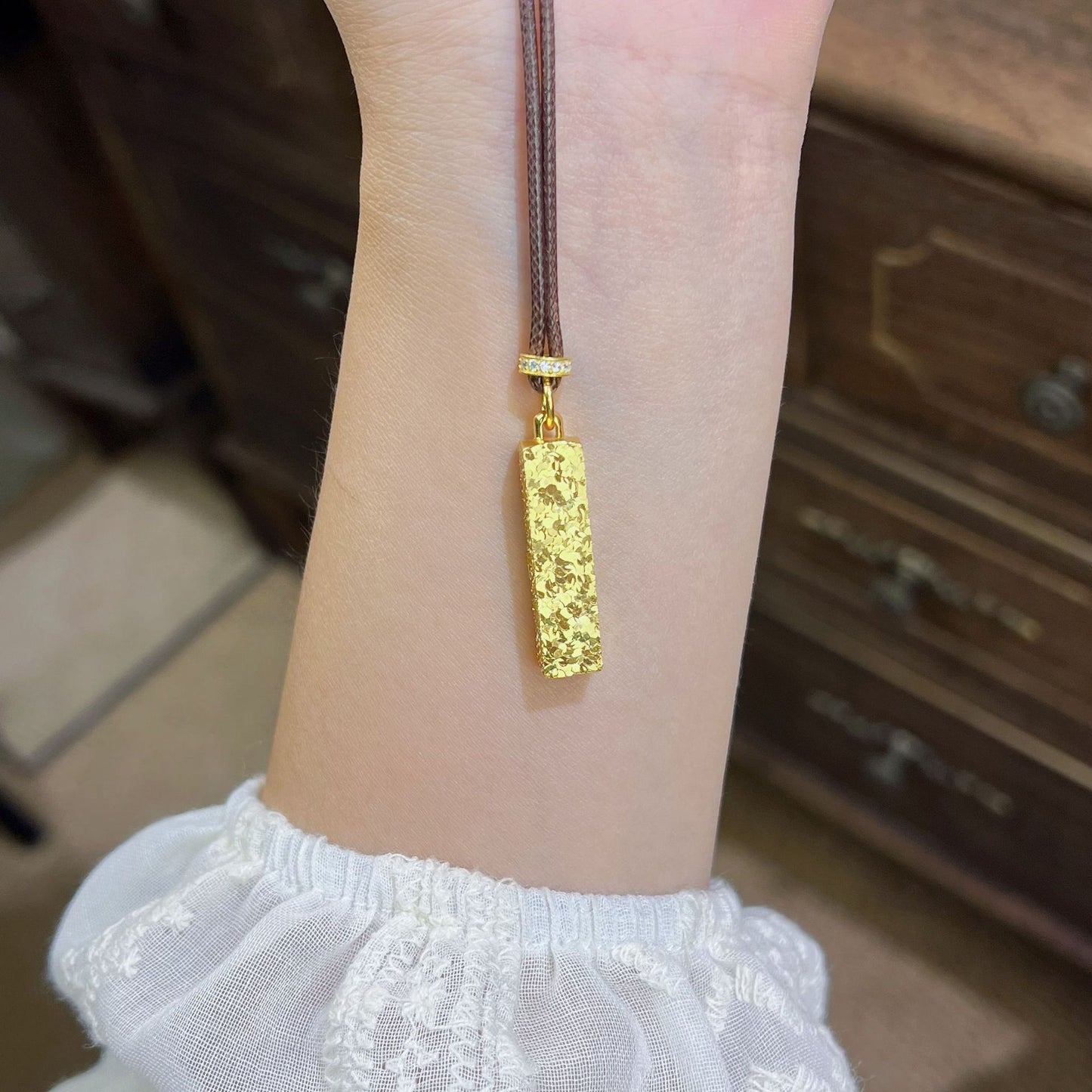 Women's & Men's Small Gold Bar Light Luxury Brick Necklaces
