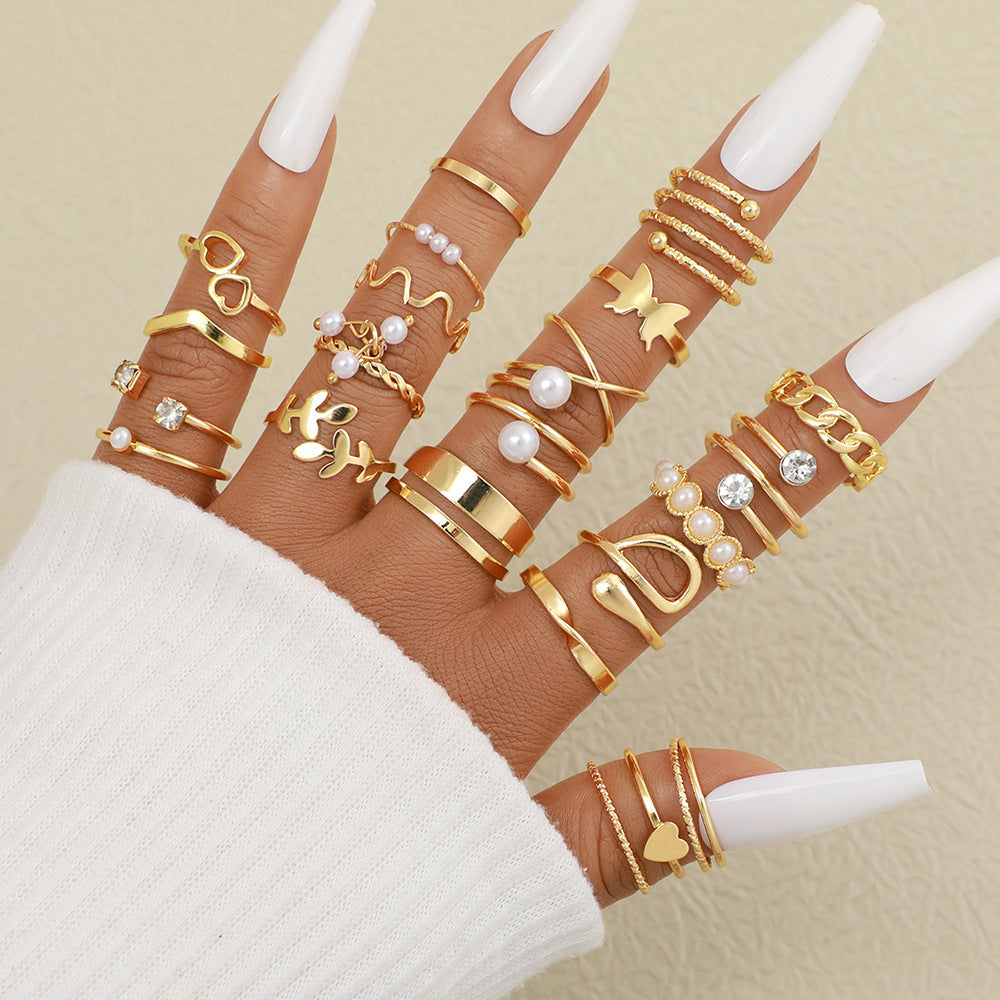 Women's Butterfly Loving Heart With Opening Fashion Rings
