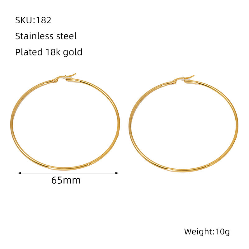 Women's Stainless Steel Round Coil Buckle Plated Fashionable Simple Ear Line