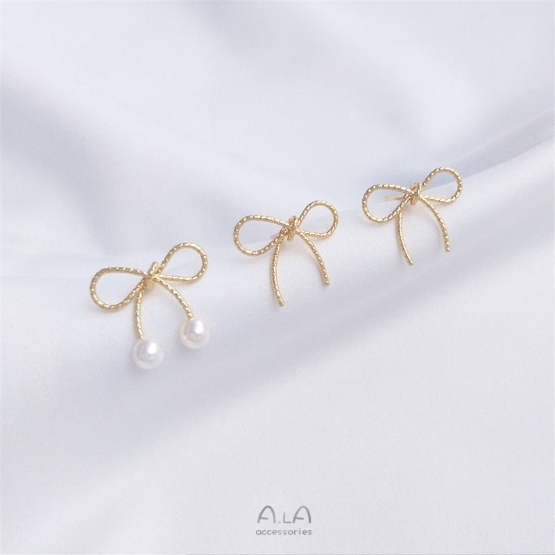 Gold-plated Color Retention Winding Bow Fashion Stud Earrings