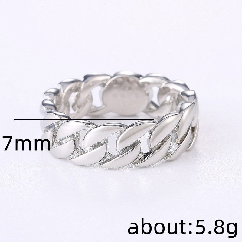 Men's Shi Copper Plating Two-color Chain Fashion Rings