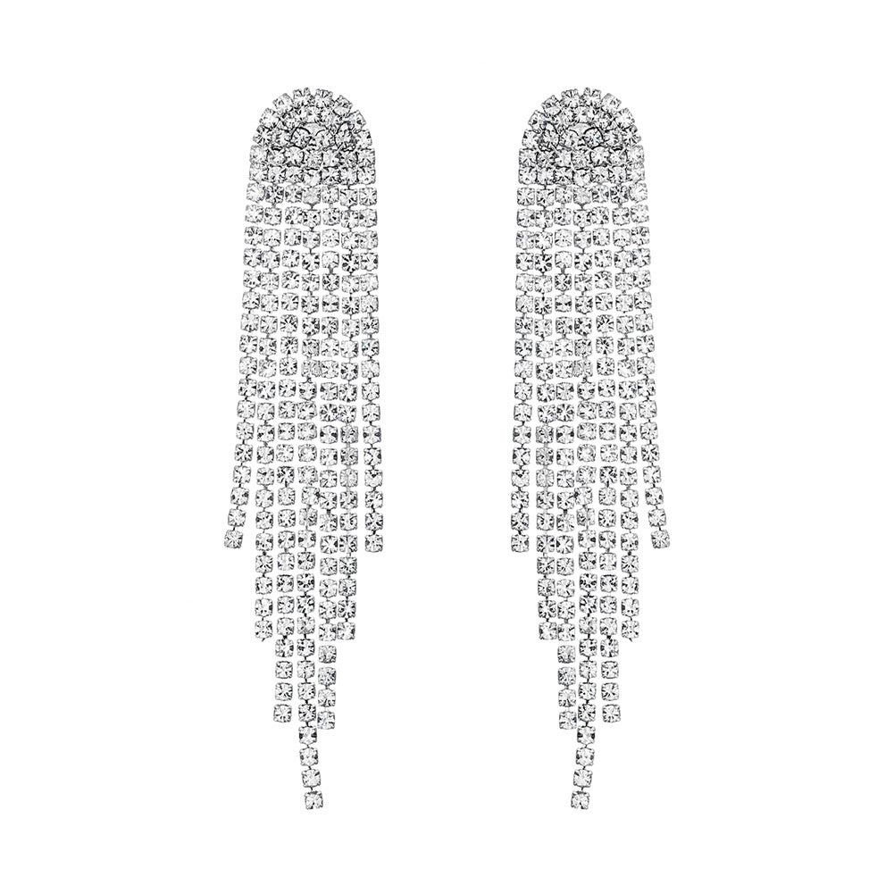 Bridal Super Flash Exaggerated Geometric Diamond Earrings