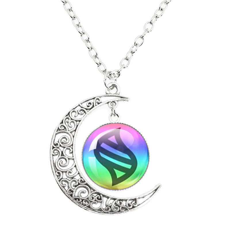 Anime Alloy Moon Time Gem Cabochon Necklaces