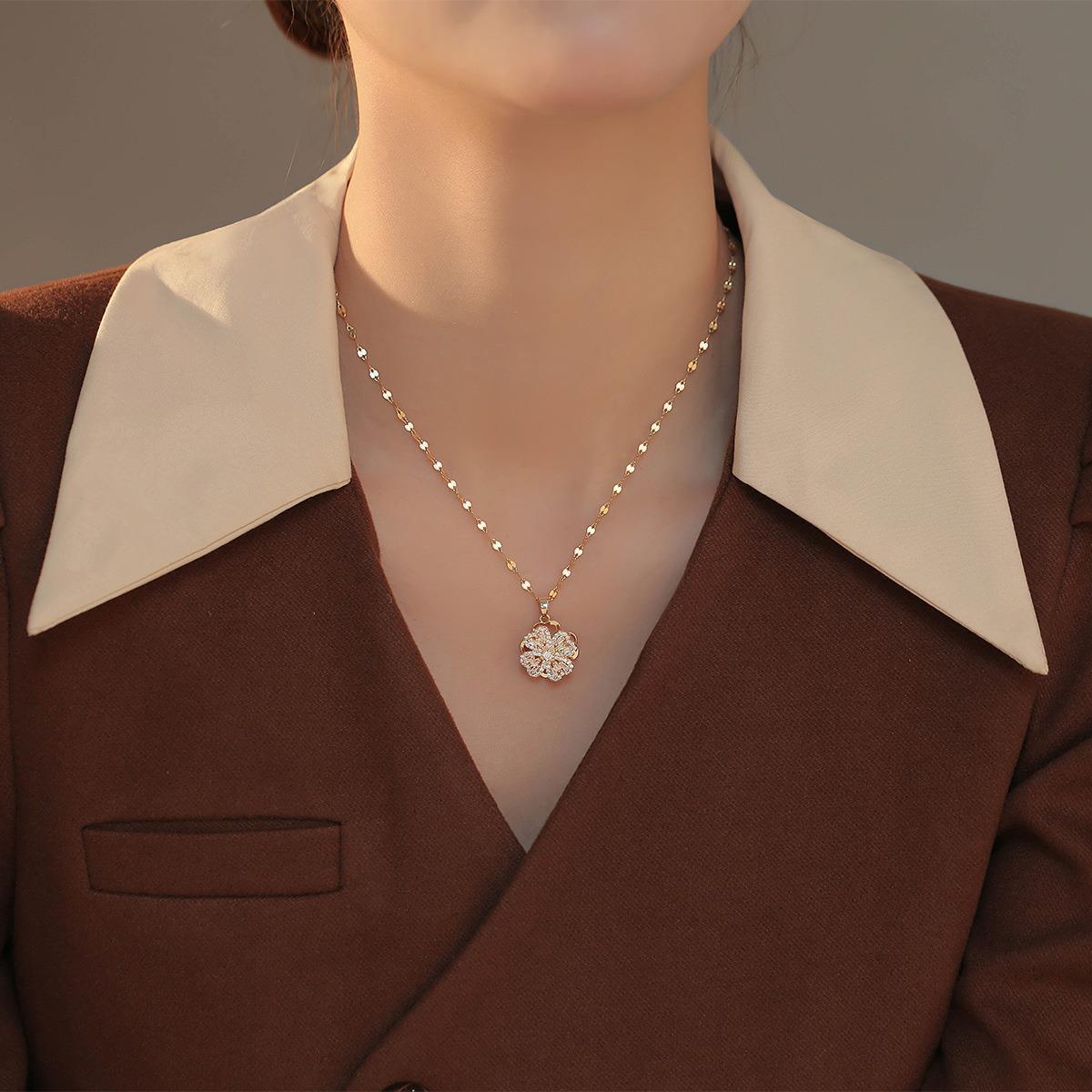 Women's Zircon Titanium Steel Cold Style High-grade Copper Necklace