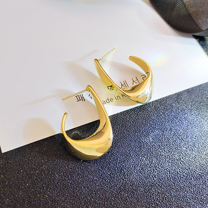 Women's Cool Style Geometric Irregular Matte Gold Simple Personality Temperament Small Earrings