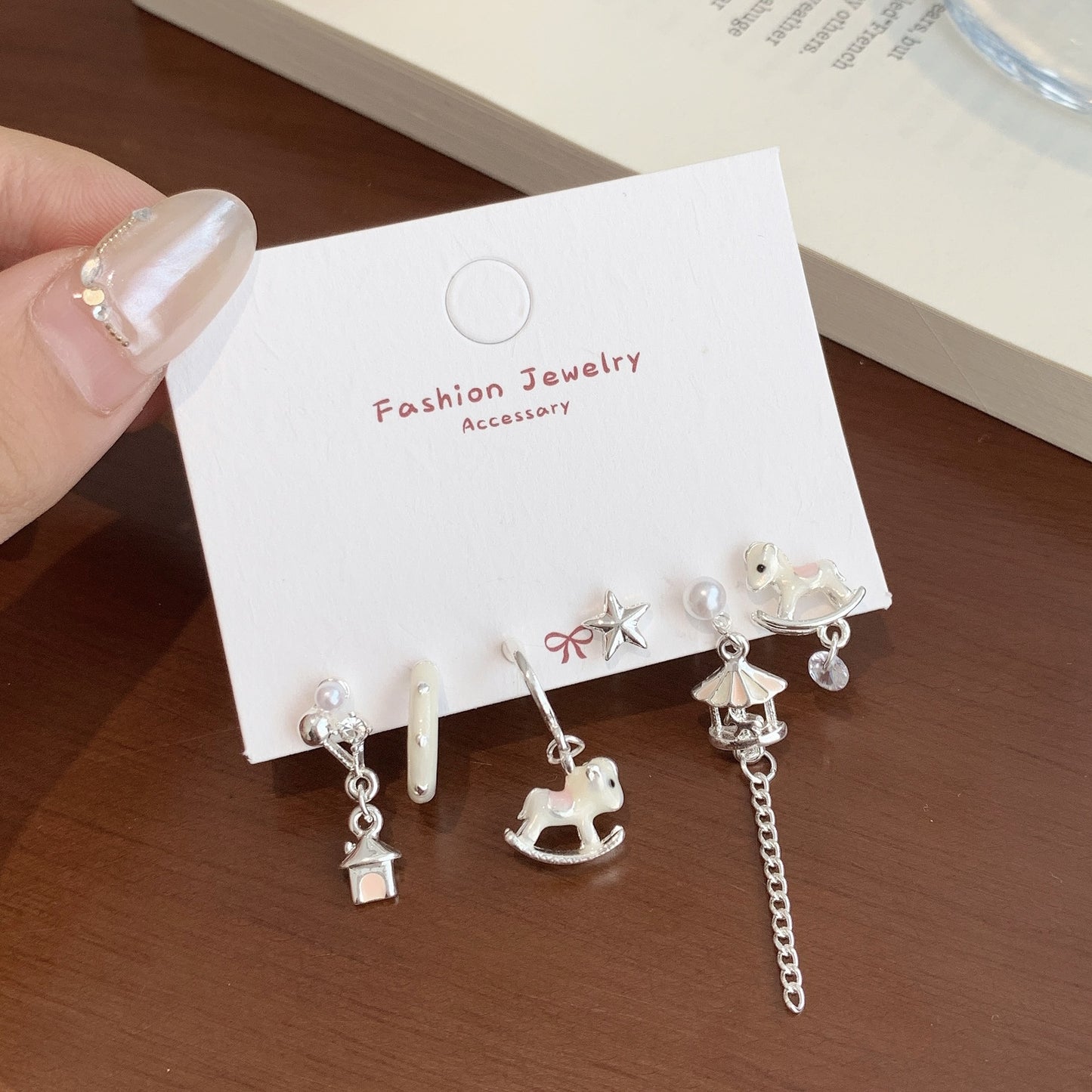 Women's Alloy Dripping Carousel Collection Sier Needle Earrings
