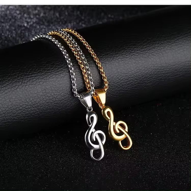 Men's Steel Music Symbol Couple Minimalist Creative Necklaces