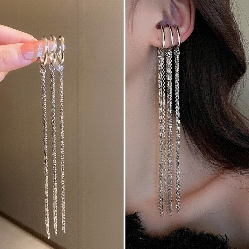 Tassel Ear Clip Vintage Court Style Rings