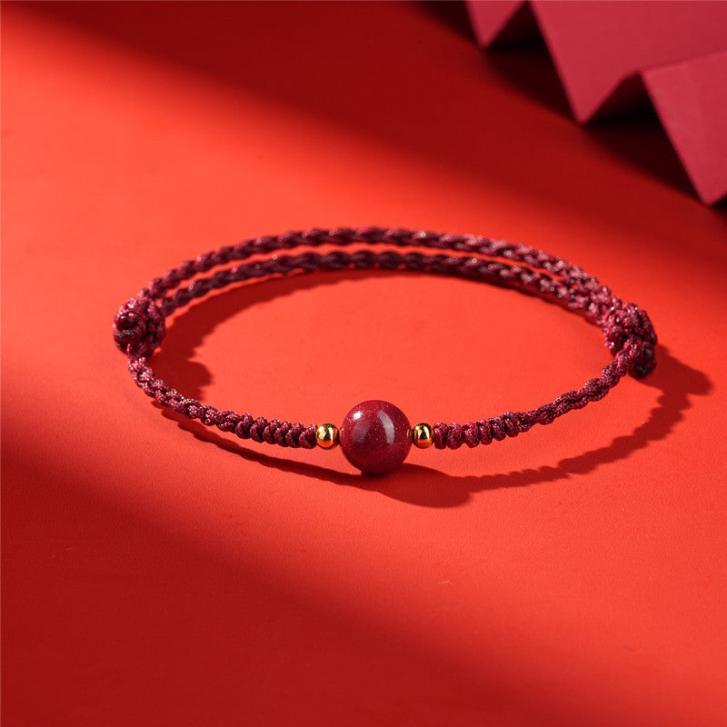 Life Red Rope Woven Cinnabar Jade Ethnic Style Advanced Bracelets