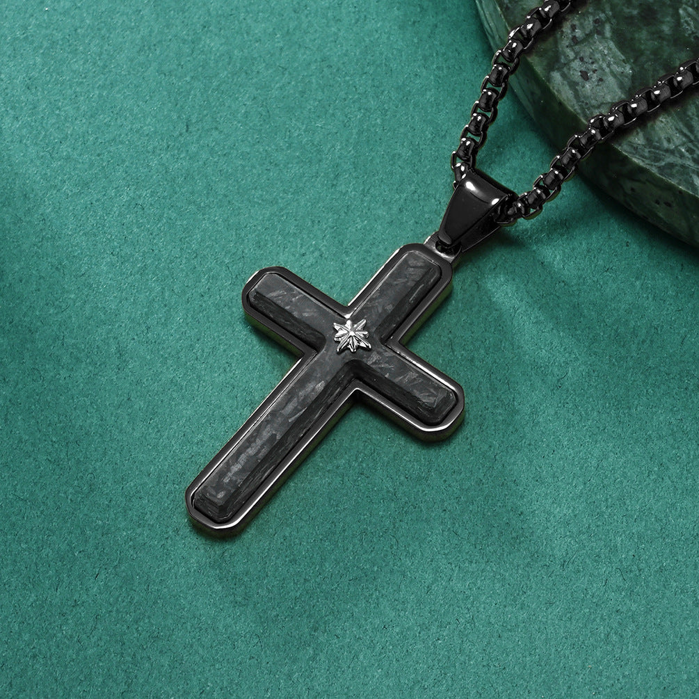 Men's Cut Edge Forged Random Pattern Carbon Pendants