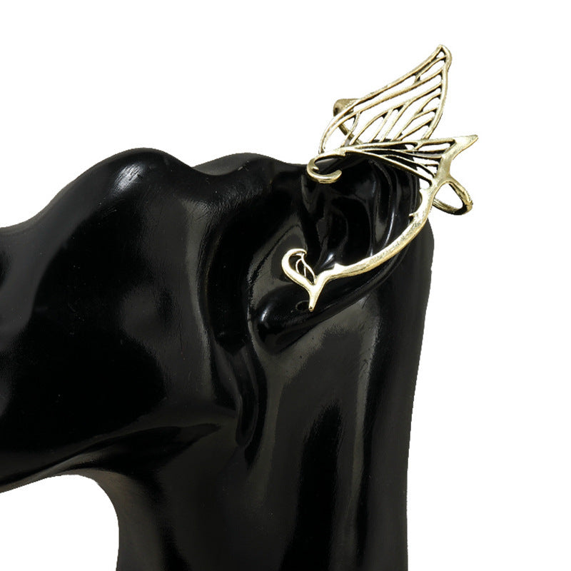 Women's Ear Clip Personalized Retro Hollow Butterfly Wings Elf Cuff Rings
