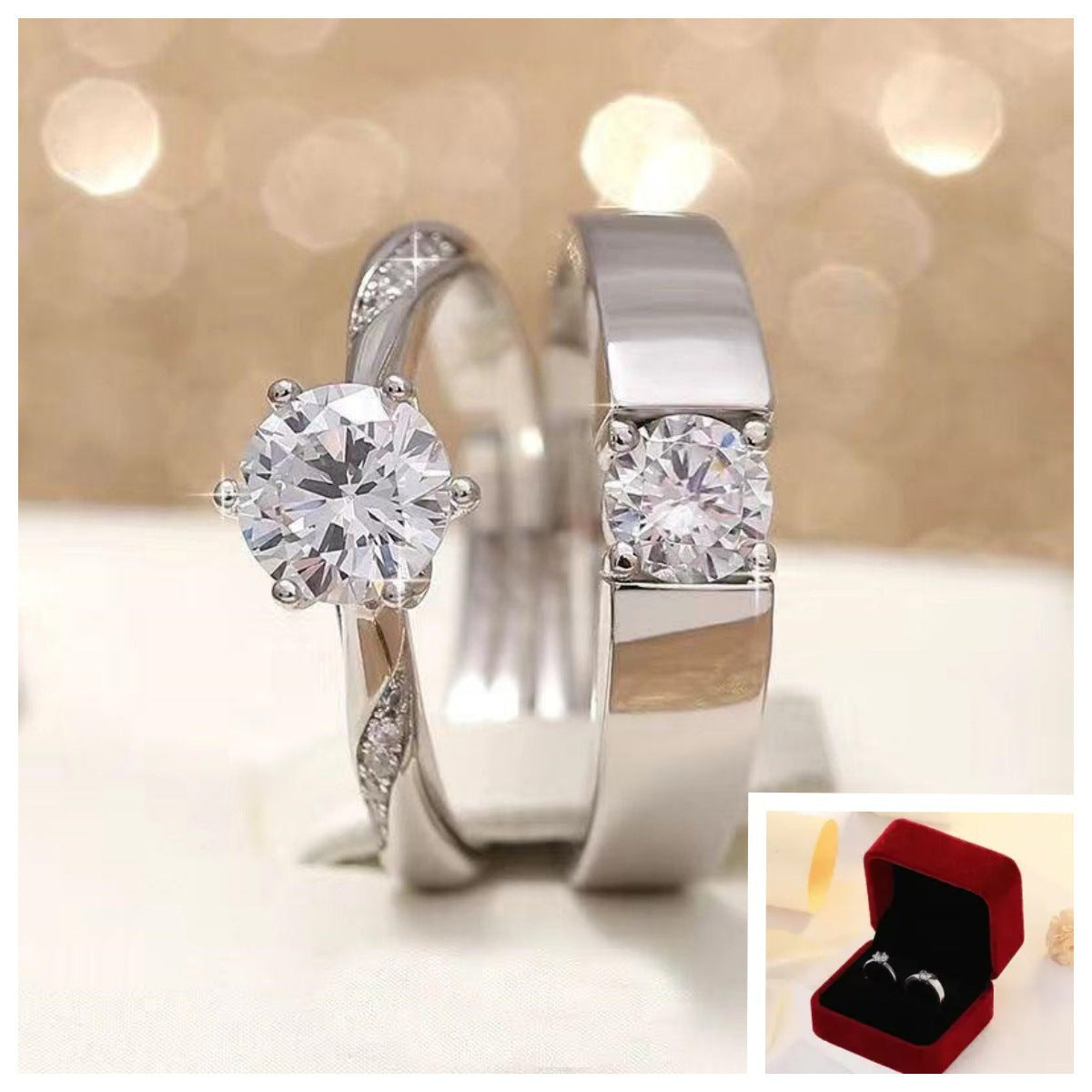 Couple Wedding Simulation Diamond Open Mouth Proposal Fake Female Male Ring
