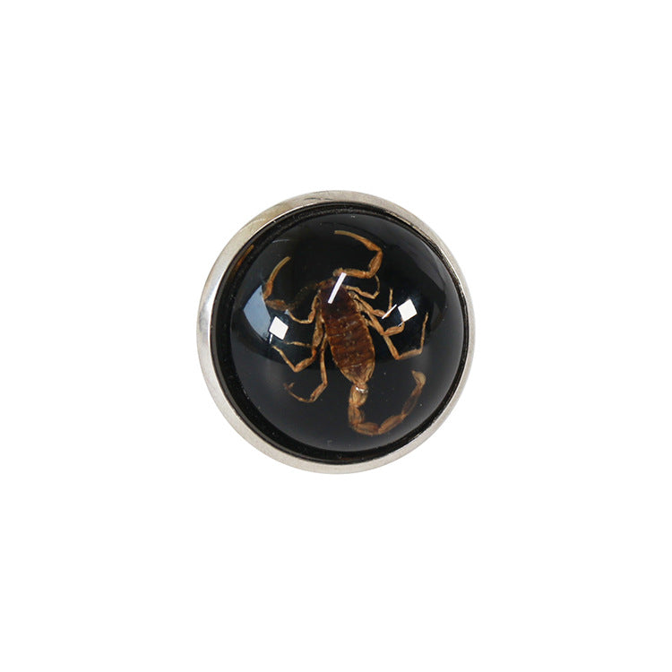 Scorpion Amber Color Rounding Bottom Fashion Rings