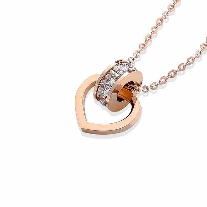 Women's & Men's Style Fashionable Elegant Titanium Steel Rose Necklaces