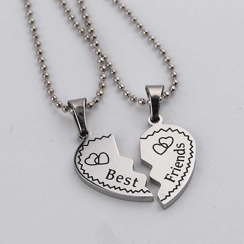 Friend Metal Stitching Love Peach Heart Necklace
