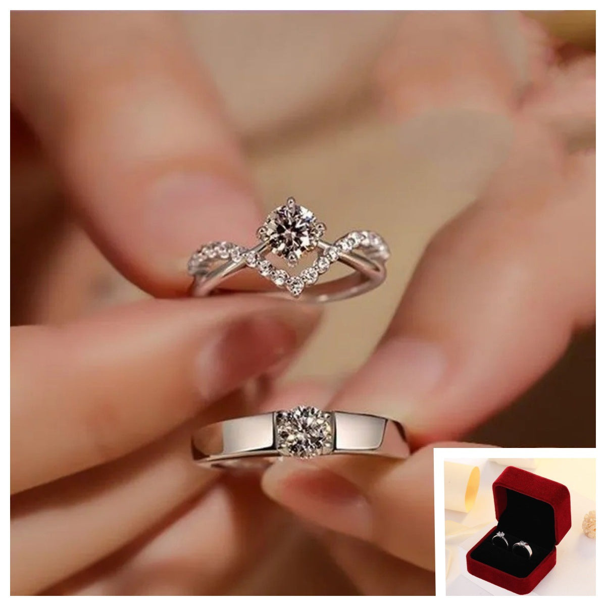 Couple Wedding Simulation Diamond Open Mouth Proposal Fake Female Male Ring
