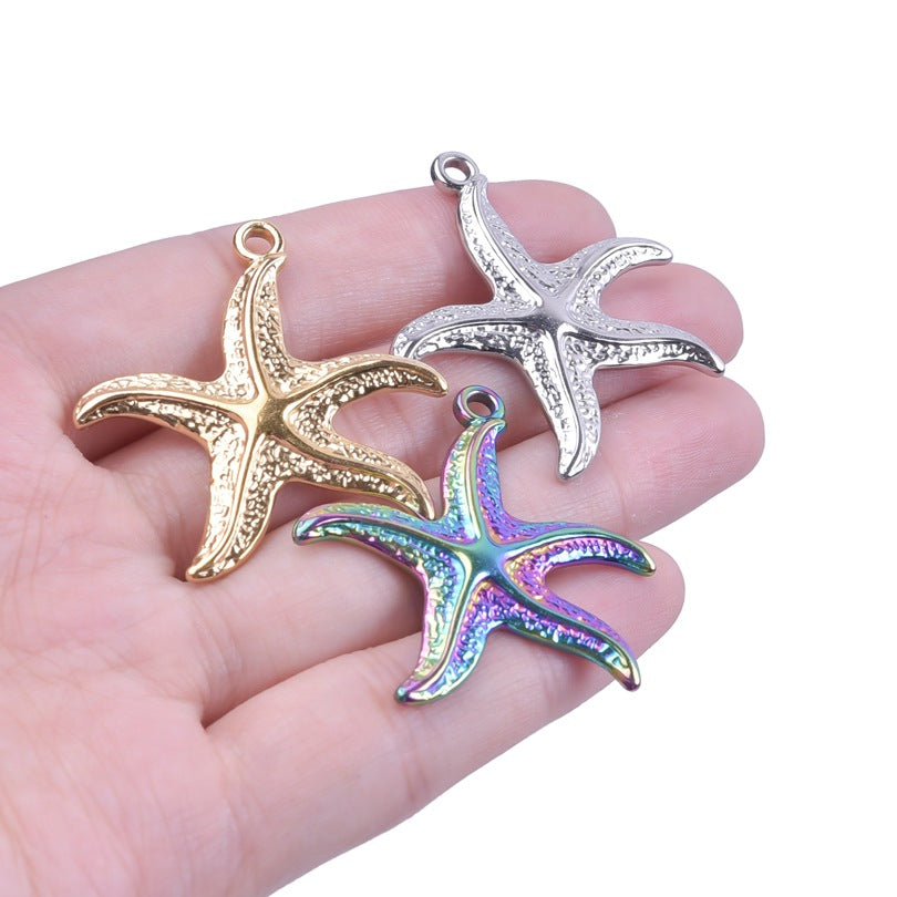 Steel Color Irregular Starfish Titanium Colorful Metal Pendants