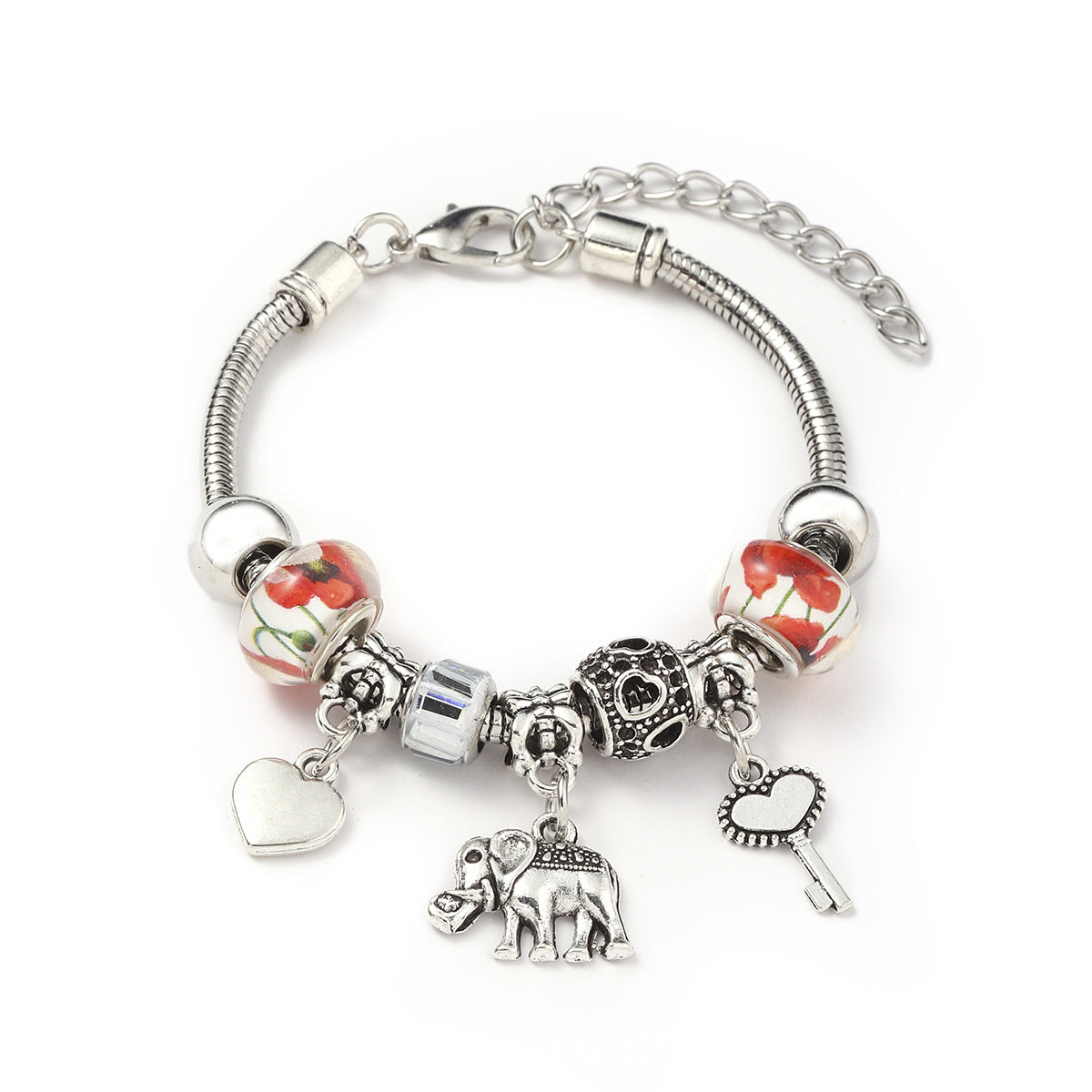 Glass Bead Small Elephant Lucky Tree Retro Transparent Bracelet