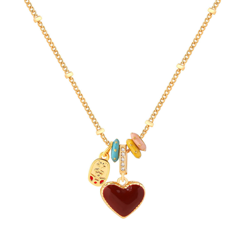 Women's Double-sided Oil Dripping Heart Affordable Luxury Fashion Elegant Graceful Necklaces