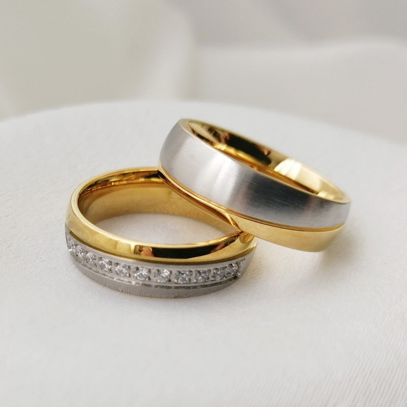 Korean Jewelry Inlaid Zircon Titanium Steel Rings