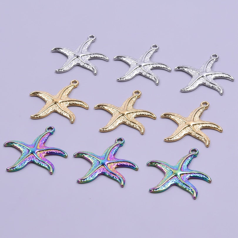 Steel Color Irregular Starfish Titanium Colorful Metal Pendants