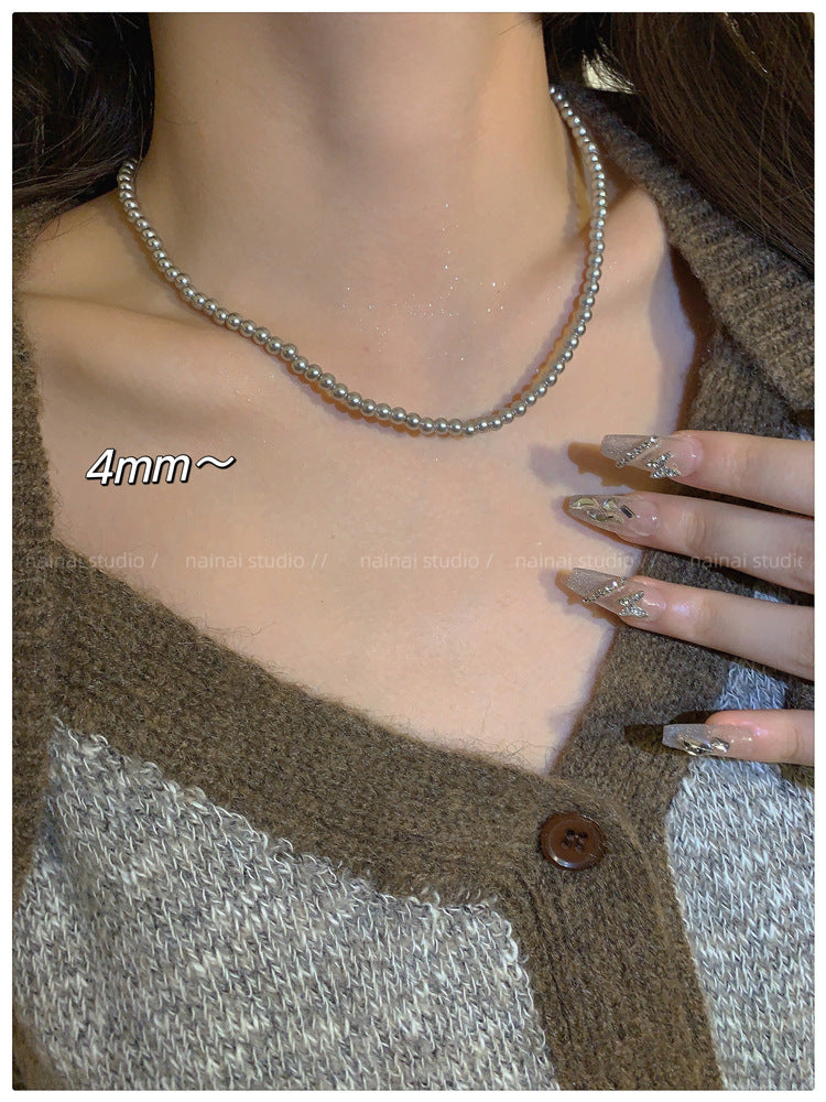 Glass Pearl Twin Cold Style Light Luxury Minority Advanced Clavicle Necklaces